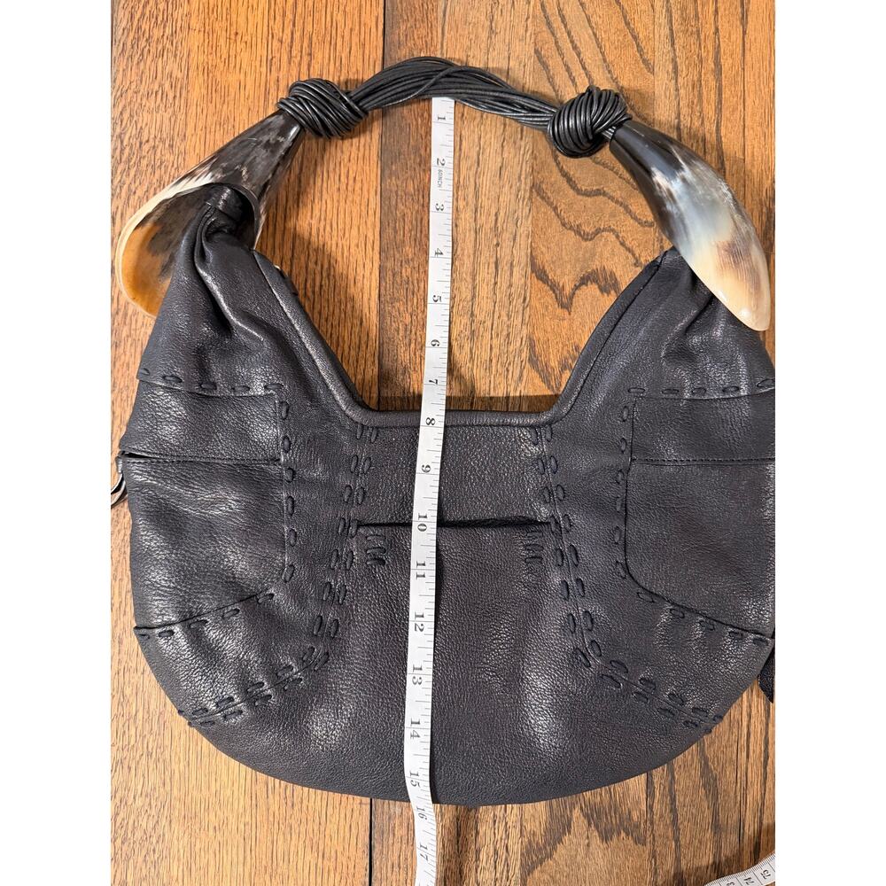 Ghurka Women’s Leather Horn Handle Hobo Handbag Black Rare Luxury Boho - Picture 10 of 10
